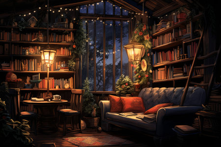 Christmas-themed Book Nooks - Generative AIの素材