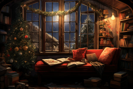 Christmas-themed Book Nooks - Generative AIの素材