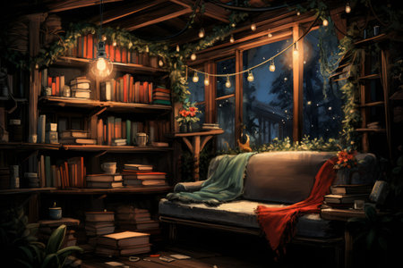Christmas-themed Book Nooks - Generative AIの素材