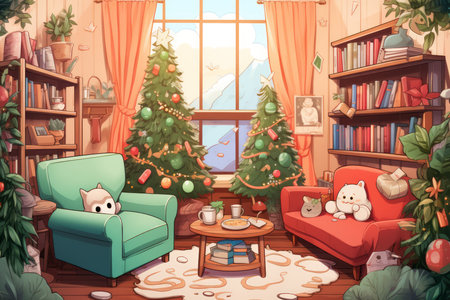 Christmas-themed Book Nooks - Generative AIの素材