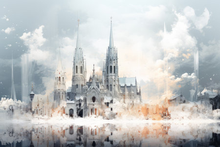 Snow-Covered Churches - Generative AIの素材