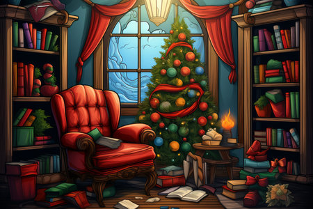 Christmas-themed Book Nooks - Generative AIの素材