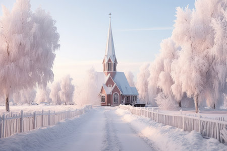 Snow-Covered Churches - Generative AIの素材