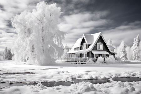 Snow-Covered Churches - Generative AIの素材