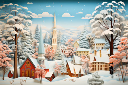 Snow-Covered Churches - Generative AIの素材