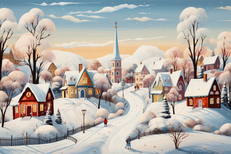 Snow-Covered Churches - Generative AIの素材