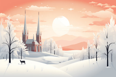 Snow-Covered Churches - Generative AIの素材