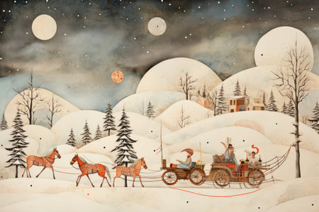 Sleigh Rides in Snow - Generative AIの素材