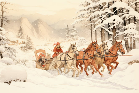 Sleigh Rides in Snow - Generative AIの素材