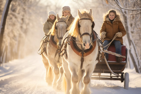 Sleigh Rides in Snow - Generative AIの素材