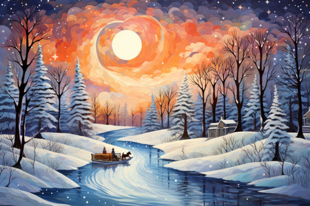 Sleigh Rides in Snow - Generative AIの素材