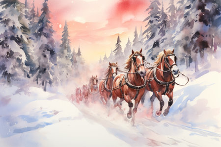 Sleigh Rides in Snow - Generative AIの素材