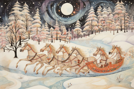 Sleigh Rides in Snow - Generative AIの素材