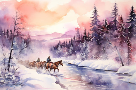 Sleigh Rides in Snow - Generative AIの素材