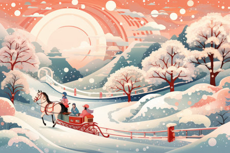 Sleigh Rides in Snow - Generative AIの素材
