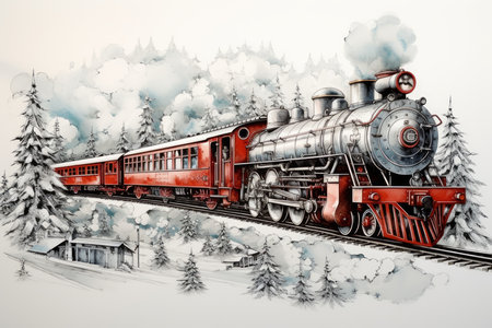 Christmas Train Sets - Generative AIの素材
