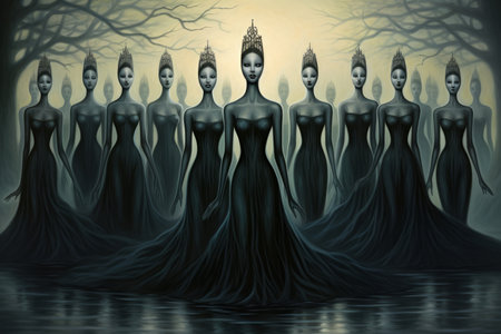 Hauntingly beautiful banshee sirens, with voices that can both enchant and bewitch - Generative AIの素材