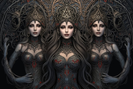 Hauntingly beautiful banshee sirens, with voices that can both enchant and bewitch - Generative AIの素材