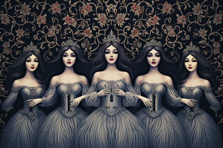 Hauntingly beautiful banshee sirens, with voices that can both enchant and bewitch - Generative AIの素材