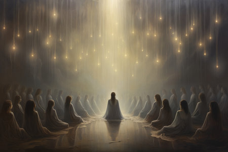 Harmonious spirit choirs, filling the air with ethereal melodies and celestial harmonies - Generative AIの素材