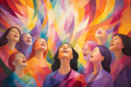 Harmonious spirit choirs, filling the air with ethereal melodies and celestial harmonies - Generative AIの素材