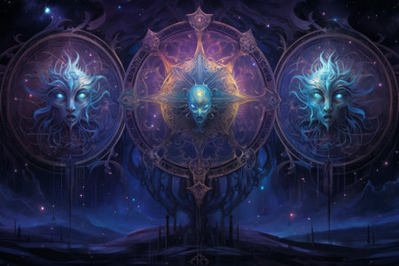 Celestial guardians of the stars, protecting the cosmic balance with their celestial might - Generative AIの素材