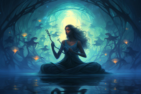 Harmonious merfolk choirs, captivating listeners with their enchanting underwater melodies - Generative AIの素材