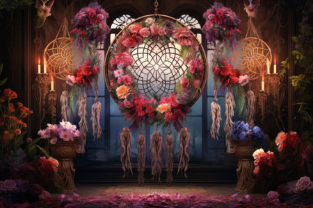 Ornate dreamcatcher tapestries, woven with threads of hope and woven dreams - Generative AIの素材