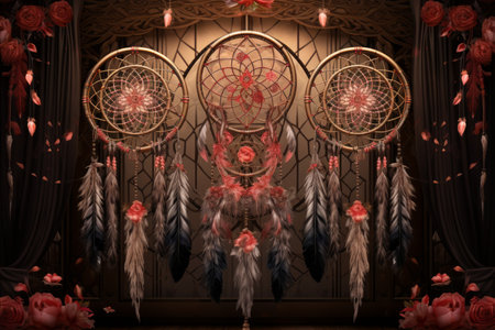 Ornate dreamcatcher tapestries, woven with threads of hope and woven dreams - Generative AIの素材