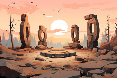 Ancient spirit stones, imbued with the essence of long-forgotten legends - Generative AIの素材