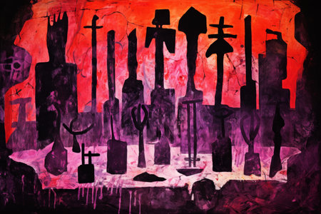 Mystic rune carvers, etching ancient symbols into stones with magical precision - Generative AIの素材