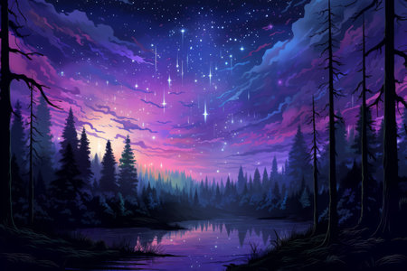 Ephemeral star showers, painting the night sky with fleeting bursts of cosmic beauty - Generative AIの素材