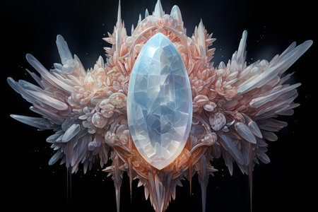 Luminescent moonstone crystals, radiating with otherworldly energy - Generative AIの素材