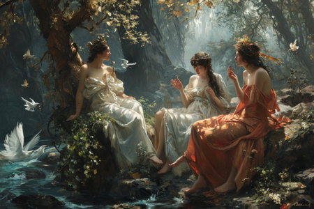 Harmonious nature spirits, singing melodies that heal and rejuvenate the earth - Generative AIの素材