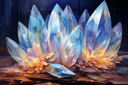 Luminescent moonstone crystals, radiating with otherworldly energy - Generative AIの素材