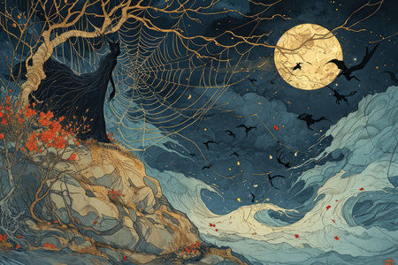 Elusive shadow weavers, spinning webs of darkness and illusion in the depths of night - Generative AIの素材