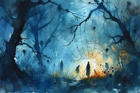 Elusive shadow weavers, spinning webs of darkness and illusion in the depths of night - Generative AIの素材