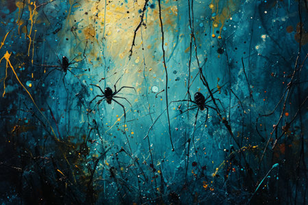 Elusive shadow weavers, spinning webs of darkness and illusion in the depths of night - Generative AIの素材