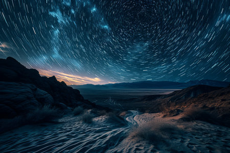 Whirling starry sandstorms, painting the desert sky with a mesmerizing celestial dance - Generative AIの素材