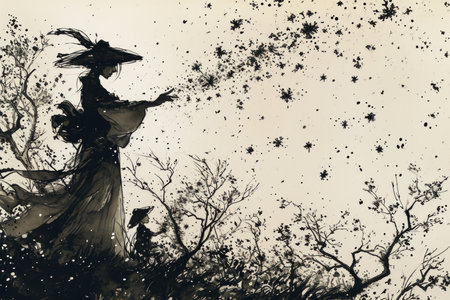 Whimsical stardust collectors, gathering celestial fragments to sprinkle across the sky - Generative AIの素材