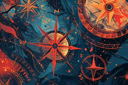 Enchanted celestial compasses, guiding adventurers to hidden realms among the stars - Generative AIの素材