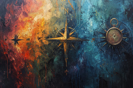 Enchanted celestial compasses, guiding adventurers to hidden realms among the stars - Generative AIの素材