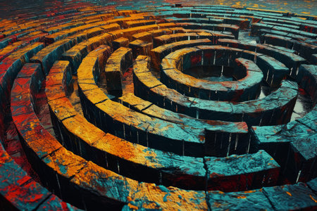 Cursed mirror labyrinths, reflecting distorted versions of reality and challenging perception - Generative AIの素材