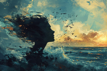 Whispering wind whispers, carrying messages of love and hope across vast distances - Generative AIの素材