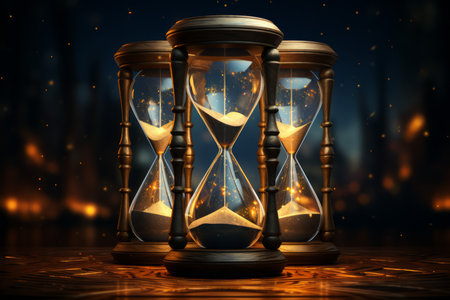 Enigmatic time-warping hourglasses in Fantasy - Generative AIの素材