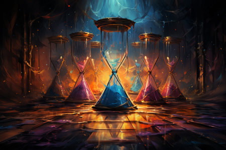 Enigmatic time-warping hourglasses in Fantasy - Generative AIの素材