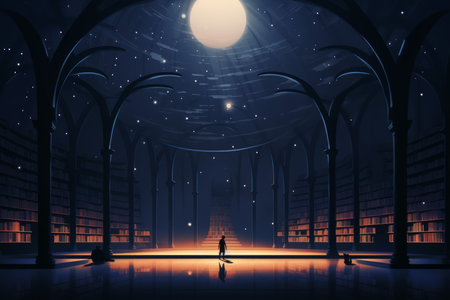 Mysterious shadow libraries in Fantasy - Generative AIの素材