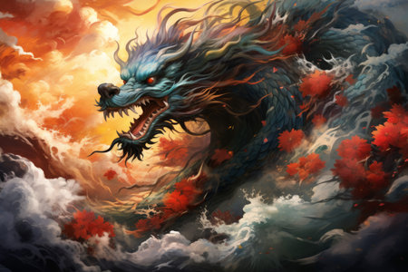 Ferocious storm dragons in Fantasy - Generative AIの素材