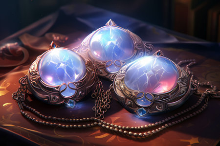 Mystical moonstone amulets, imbued with lunar energy and offering protection from dark forces - Generative AIの素材