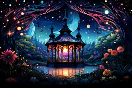 Whimsical starlight gazebos - Generative AIの素材